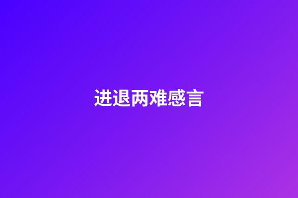 进退两难感言