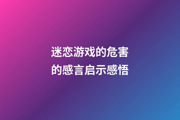 迷恋游戏的危害的感言启示感悟