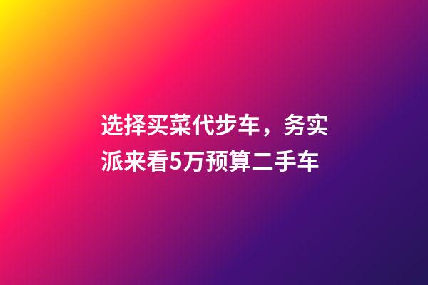 选择买菜代步车，务实派来看5万预算二手车