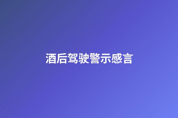 酒后驾驶警示感言