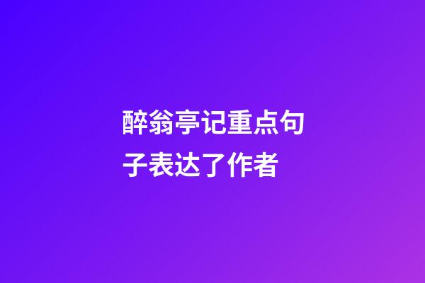 醉翁亭记重点句子表达了作者