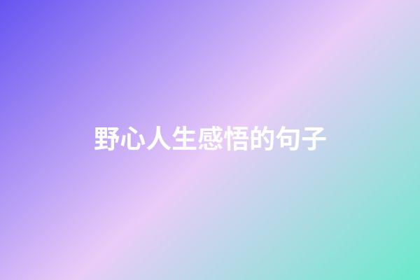 野心人生感悟的句子