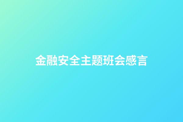 金融安全主题班会感言