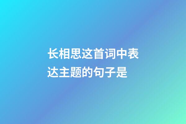 长相思这首词中表达主题的句子是