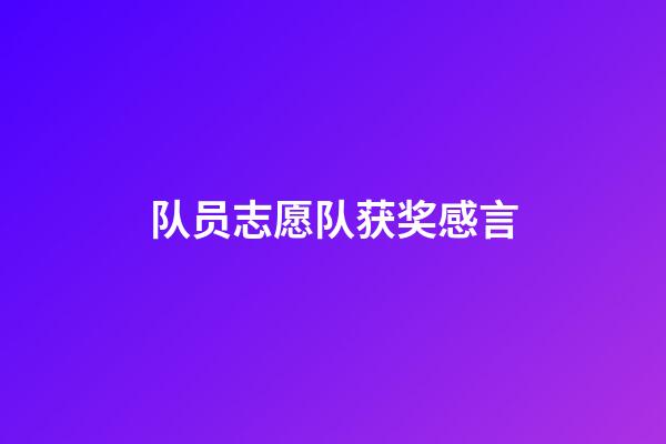 队员志愿队获奖感言