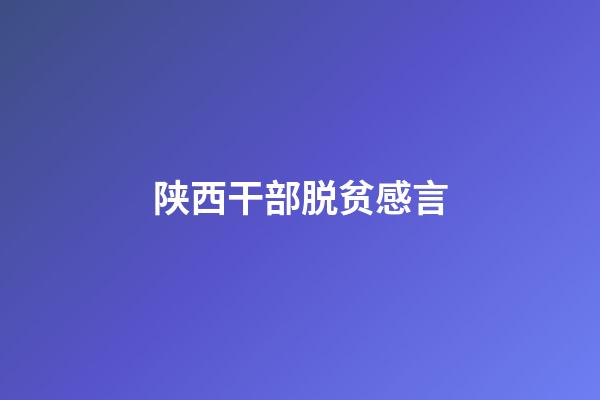 陕西干部脱贫感言