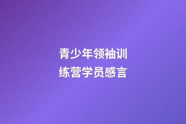 青少年领袖训练营学员感言