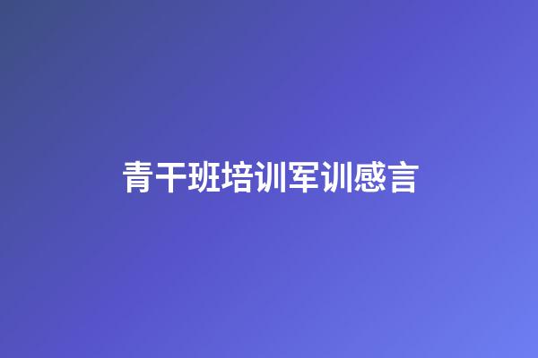 青干班培训军训感言