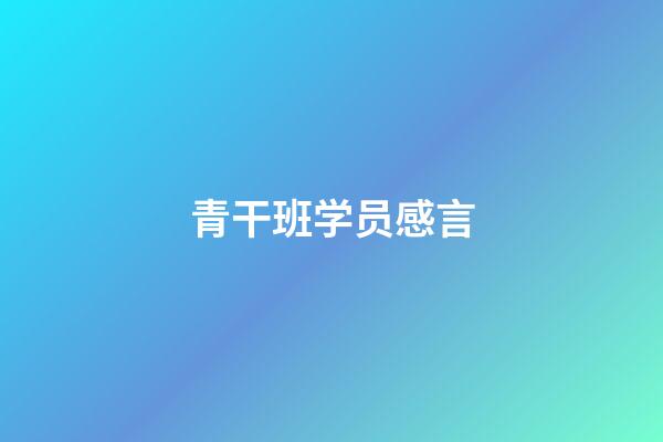 青干班学员感言