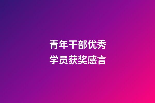 青年干部优秀学员获奖感言