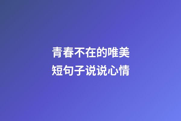 青春不在的唯美短句子说说心情