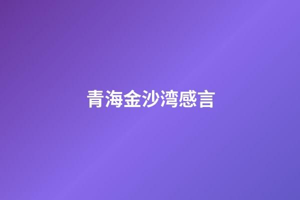 青海金沙湾感言