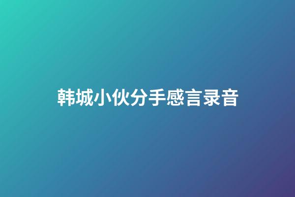 韩城小伙分手感言录音