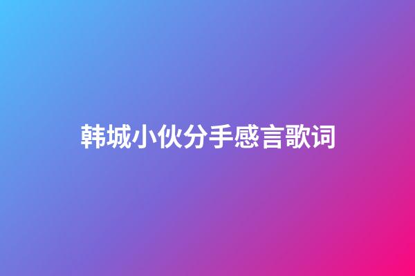 韩城小伙分手感言歌词