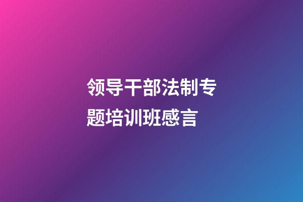 领导干部法制专题培训班感言