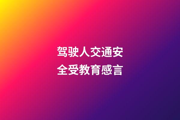 驾驶人交通安全受教育感言