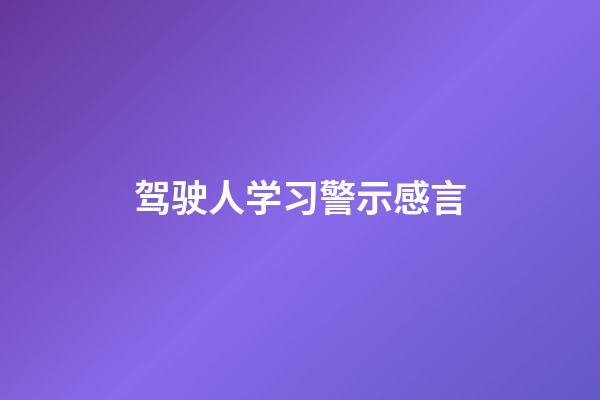 驾驶人学习警示感言