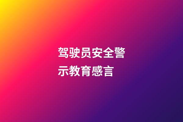 驾驶员安全警示教育感言