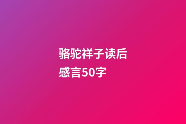 骆驼祥子读后感言50字