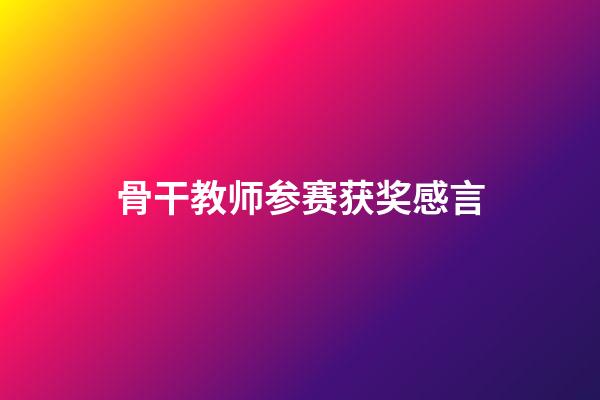 骨干教师参赛获奖感言