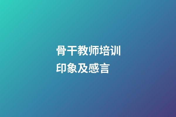 骨干教师培训印象及感言