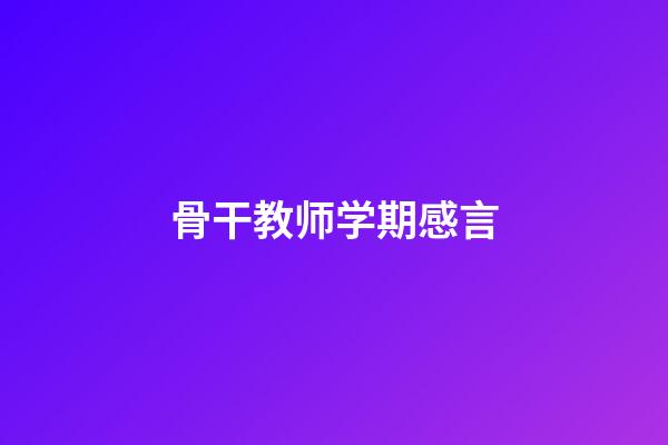 骨干教师学期感言