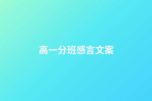 高一分班感言文案