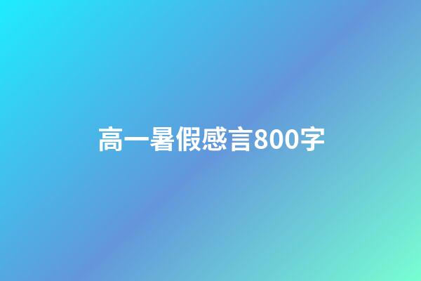 高一暑假感言800字