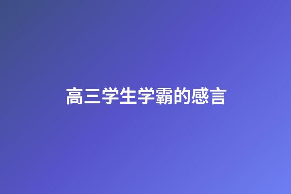 高三学生学霸的感言