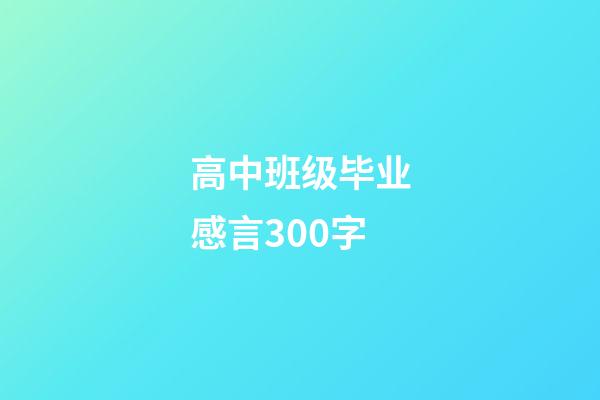 高中班级毕业感言300字