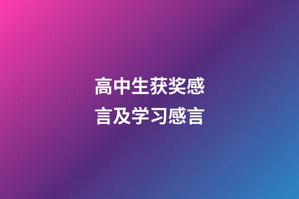 高中生获奖感言及学习感言