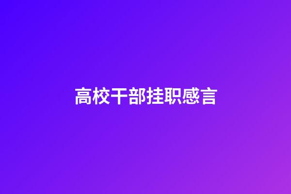 高校干部挂职感言