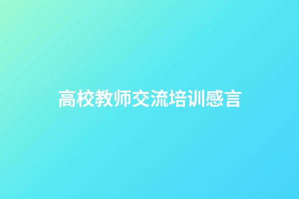 高校教师交流培训感言