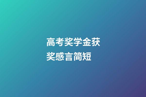 高考奖学金获奖感言简短