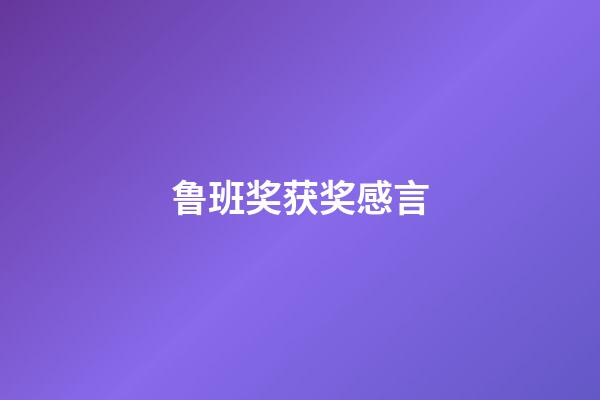 鲁班奖获奖感言