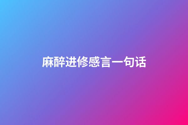 麻醉进修感言一句话