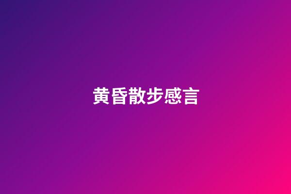 黄昏散步感言